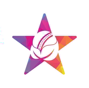 Leaf cricket star shape concept vector logo design. Unique cricket and organic logotype design template.