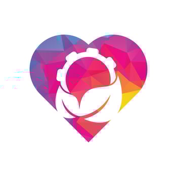Gear leaf heart shape concept logo combination vector. Mechanic and eco symbol or icon. vector