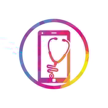 Stethoscope mobile logo design vector. Phone doctor vector logo template.