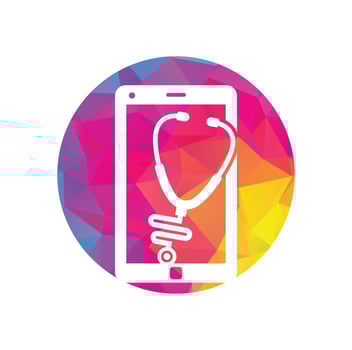 Stethoscope mobile logo design vector. Phone doctor vector logo template.