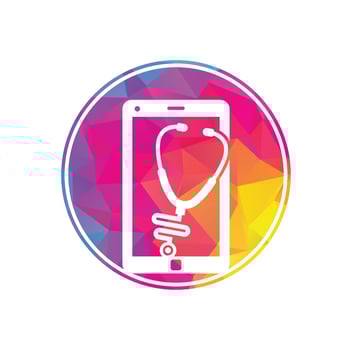 Stethoscope mobile logo design vector. Phone doctor vector logo template.