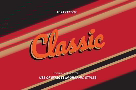 Text Effects - Classic Words with Old Theme Backgrounds, Text can be replaced and for the use of effects in the Graphic Styles settings. vector