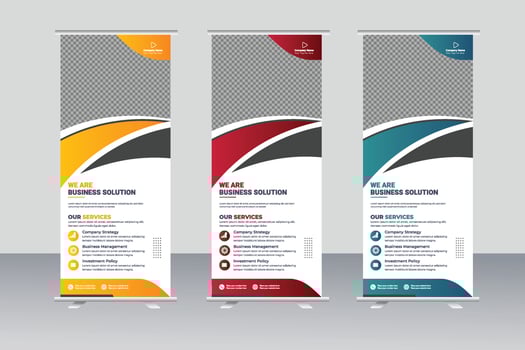 Business Roll Up Banner. corporate Roll up background for Presentation, Retractable banner stand vector