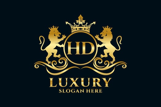 Initial HD Letter Lion Royal Luxury Logo template in vector art for luxurious branding projects and other vector illustration.