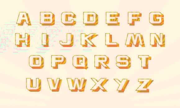 Abstract Sunshine Ray Glow Alphabet Vector Set