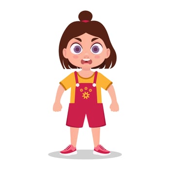 Cute little girl in a beautiful dress, getting angry vector