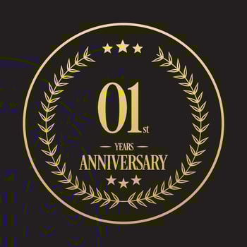 Luxury 1st anniversary Logo illustration vector.Free vector illustration Free Vector