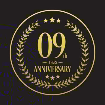 Luxury 9th anniversary Logo illustration vector.Free vector illustration Free Vector