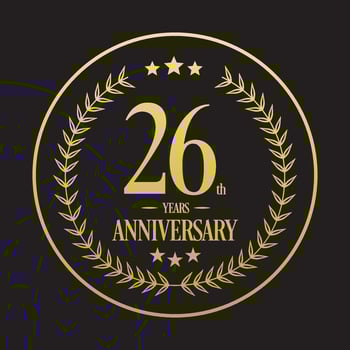 Luxury 26th anniversary Logo illustration vector.Free vector illustration Free Vector