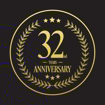 Luxury 32nd anniversary Logo illustration vector.Free vector illustration Free Vector