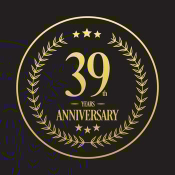 Luxury 39th anniversary Logo illustration vector.Free vector illustration Free Vector