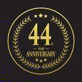 Luxury 44th anniversary Logo illustration vector.Free vector illustration Free Vector