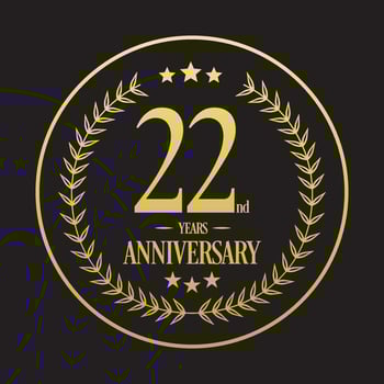 Luxury 22nd anniversary Logo illustration vector.Free vector illustration Free Vector