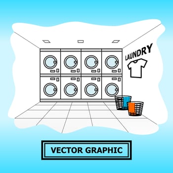 laundry shop service franchise business vector illustration graphic, interior no people