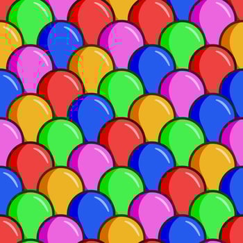 Seamless pattern with air balloons in cartoon style for wallpapers, kids textile, cards, stationery, wrapping vector
