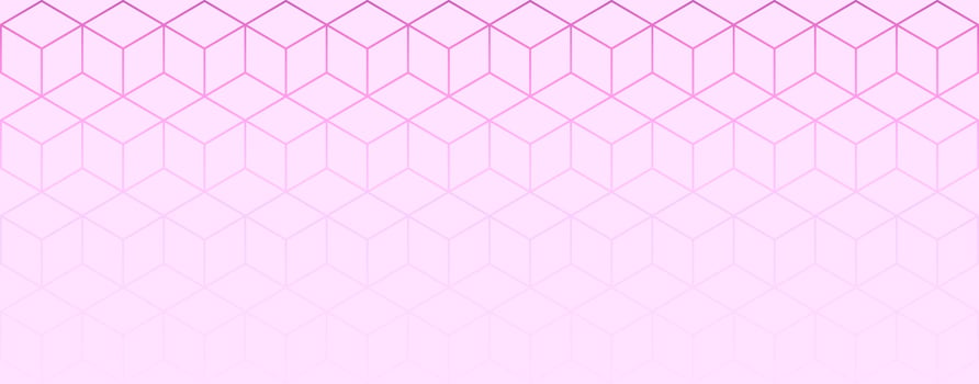 Abstract geometric background with gradient outline isometric cubes pattern in light pink coloros vector