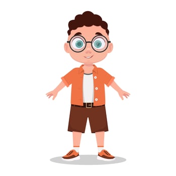 Cute boy with glasses, schoolboy vector