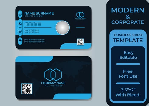 Creative modern abstract corporate clean and simple double-sided business card template design, Stylish stationery design and professional business card design vector