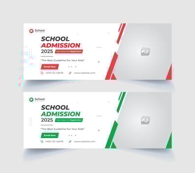 school admission facebook cover page template and digital ads vector