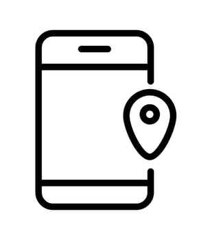 Simple flat location vector icon and smartphone. Mobile GPS Navigation concept. Phone app Map for Location with city street roads illustration