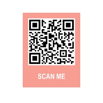 Scan me phone tag. Qrcode for mobile app. QR code for smartphone. Isolated illustration on white background. Vector illustration.