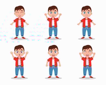 Boy emotions set vector
