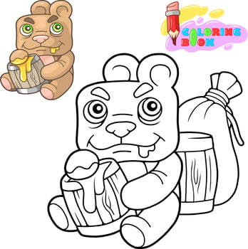 cute bear coloring book vector