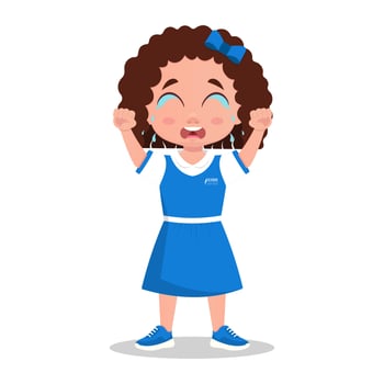 The schoolgirl is crying vector