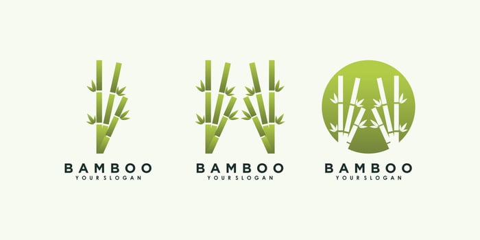 bamboo and leaf logo design with creative concept premium vector