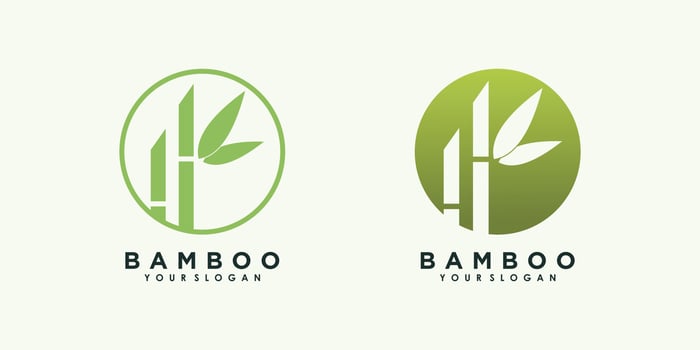 bamboo and leaf logo design with creative concept premium vector