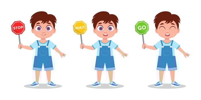 Boys set, schoolboy with road sign vector