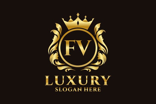 Initial FV Letter Royal Luxury Logo template in vector art for luxurious branding projects and other vector illustration.