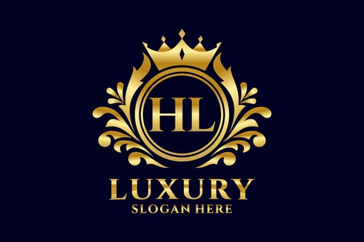 Initial HL Letter Royal Luxury Logo template in vector art for luxurious branding projects and other vector illustration.