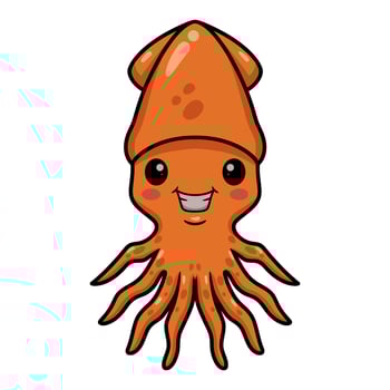 Cute little squid cartoon posing vector