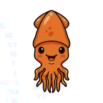 Cute little squid cartoon posing vector