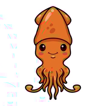 Cute little squid cartoon posing vector