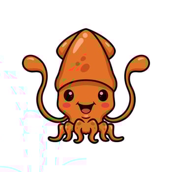 Cute little squid cartoon posing vector