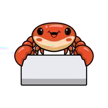 Cute little orange crab cartoon with blank sign vector