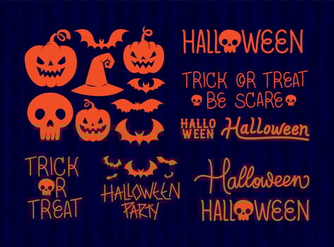 halloween quotes and items vector
