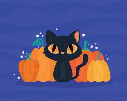 halloween cat poster vector