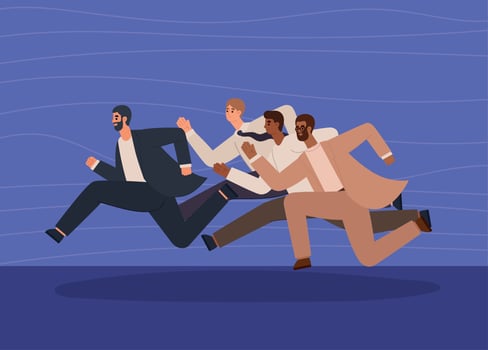 poster of businessmen running vector