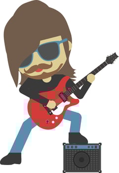 Rock guitarist, flat illustration vector