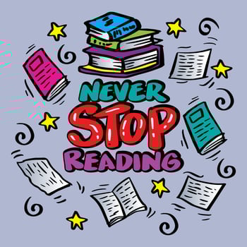 Never stop reading hand lettering. vector