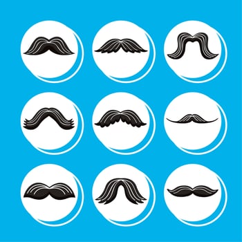 nine mustaches styles icons vector