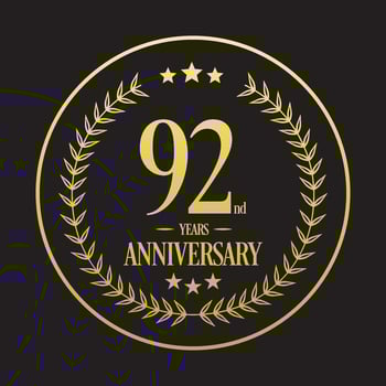 Luxury 92nd Anniversary Logo illustration vector.Free vector illustration