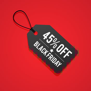 Black Friday price tag label offer illustration on red isolated background vector