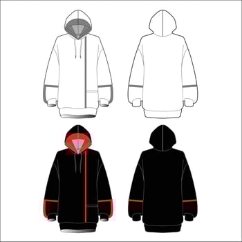 Oversized hoodie design white, black, orange vector mockup