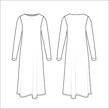 Ladies long dress flat sketch vector