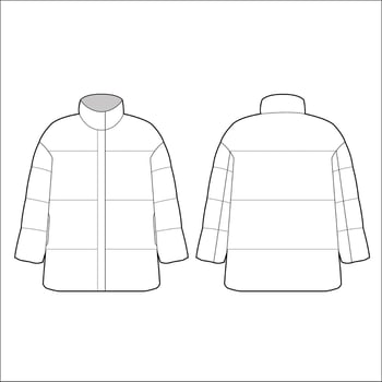 Oversized padded jacket vector template