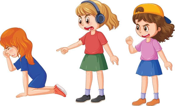 Bullying kids cartoon character vector
